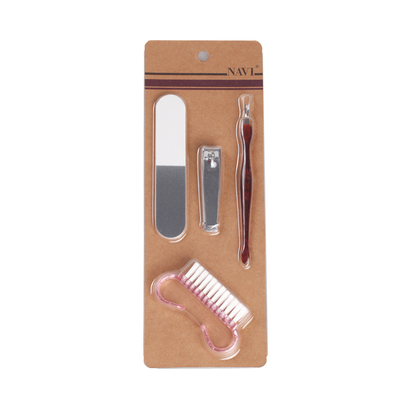 4 in 1 Nail Art Tools set with nail file / cuticle pusher / brush / cutter