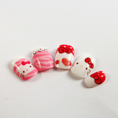 Hello kitty natural Fingers Fake Nails For Kids / artificial nail tip