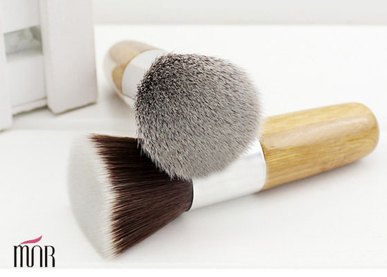 Small Buffer Makeup Brush For Face , Kabuki Bamboo Handle Flat Buffer Brush