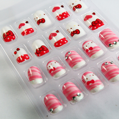 Hello kitty natural Fingers Fake Nails For Kids / artificial nail tip