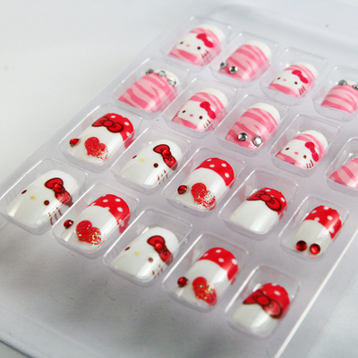 Hello kitty natural Fingers Fake Nails For Kids / artificial nail tip